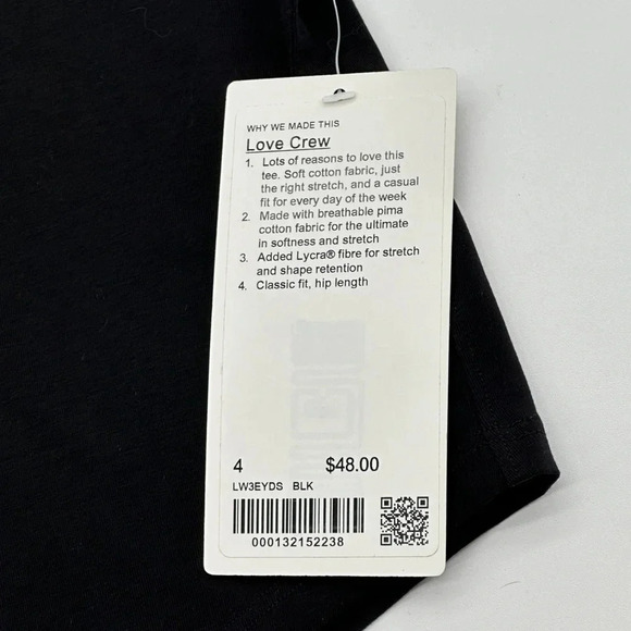 lululemon Love Curved-Hem Crewneck T-Shirt Black Size 4. LW3EYDS. (NWT) - Picture 4 of 8